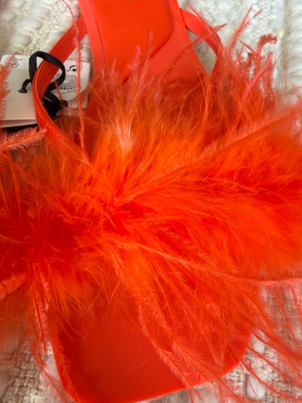 ZARA Bright Orange Feather Strap Slide Sandals - Picture 3 of 5
